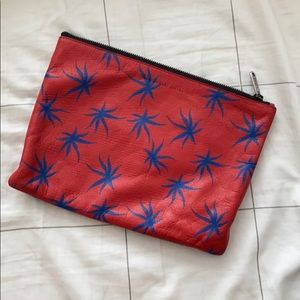 Marc by Marc Jacobs Red Blue Leather Floral Pouch